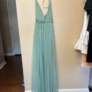 Windsor Green Pleated Halter Maxi Dress